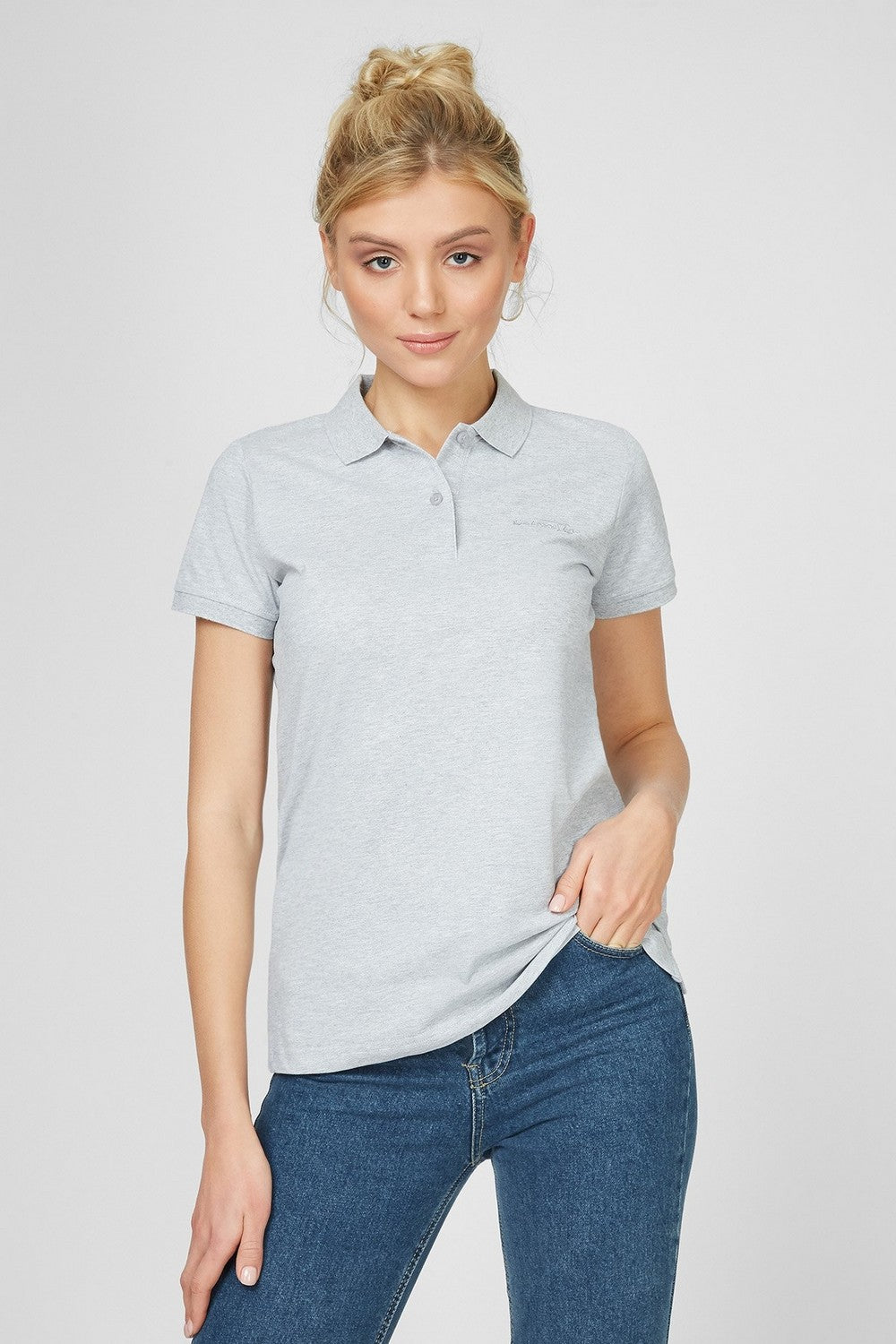 Хлопковая футболка-поло 6264-2 gray melange