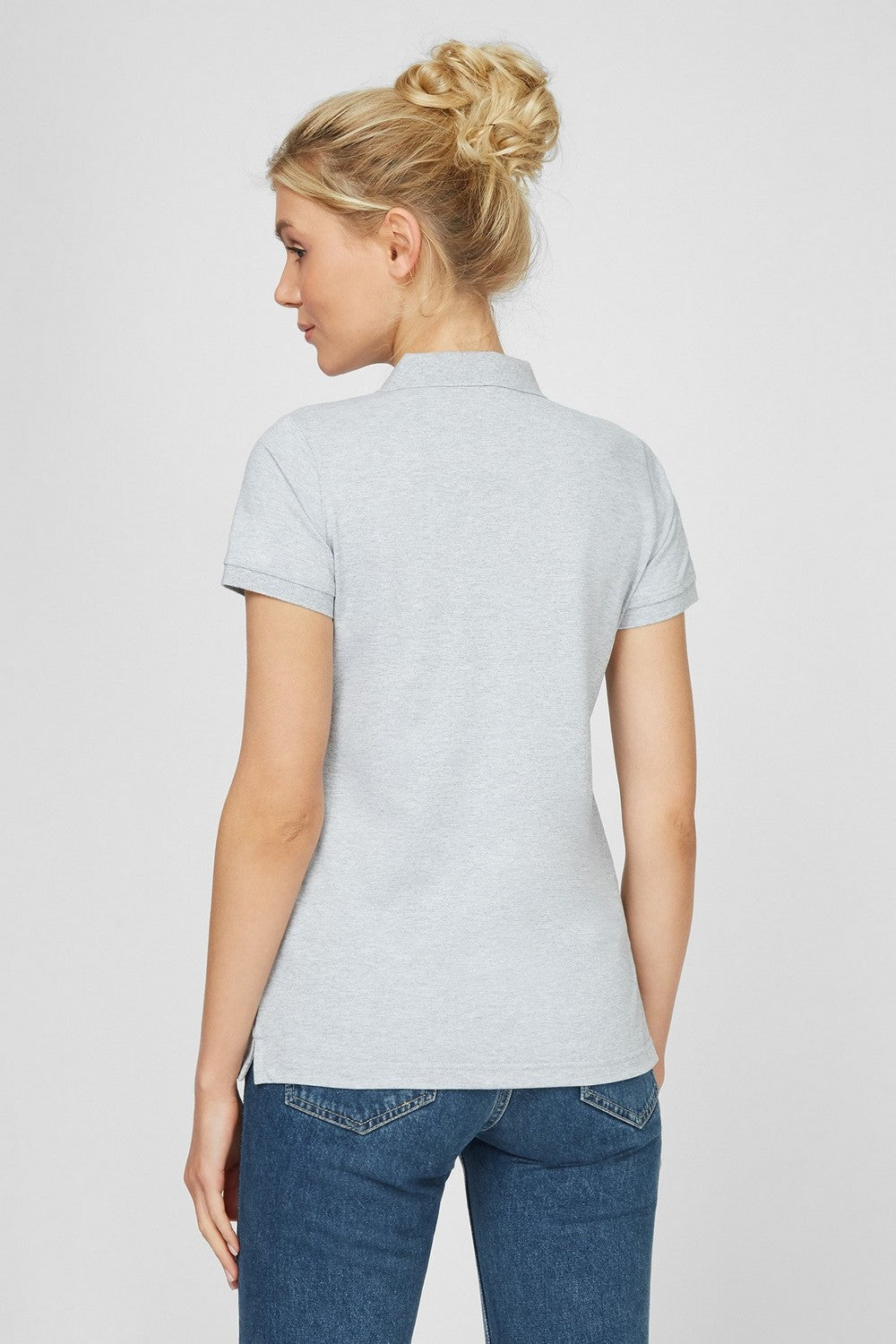 Хлопковая футболка-поло 6264-2 gray melange