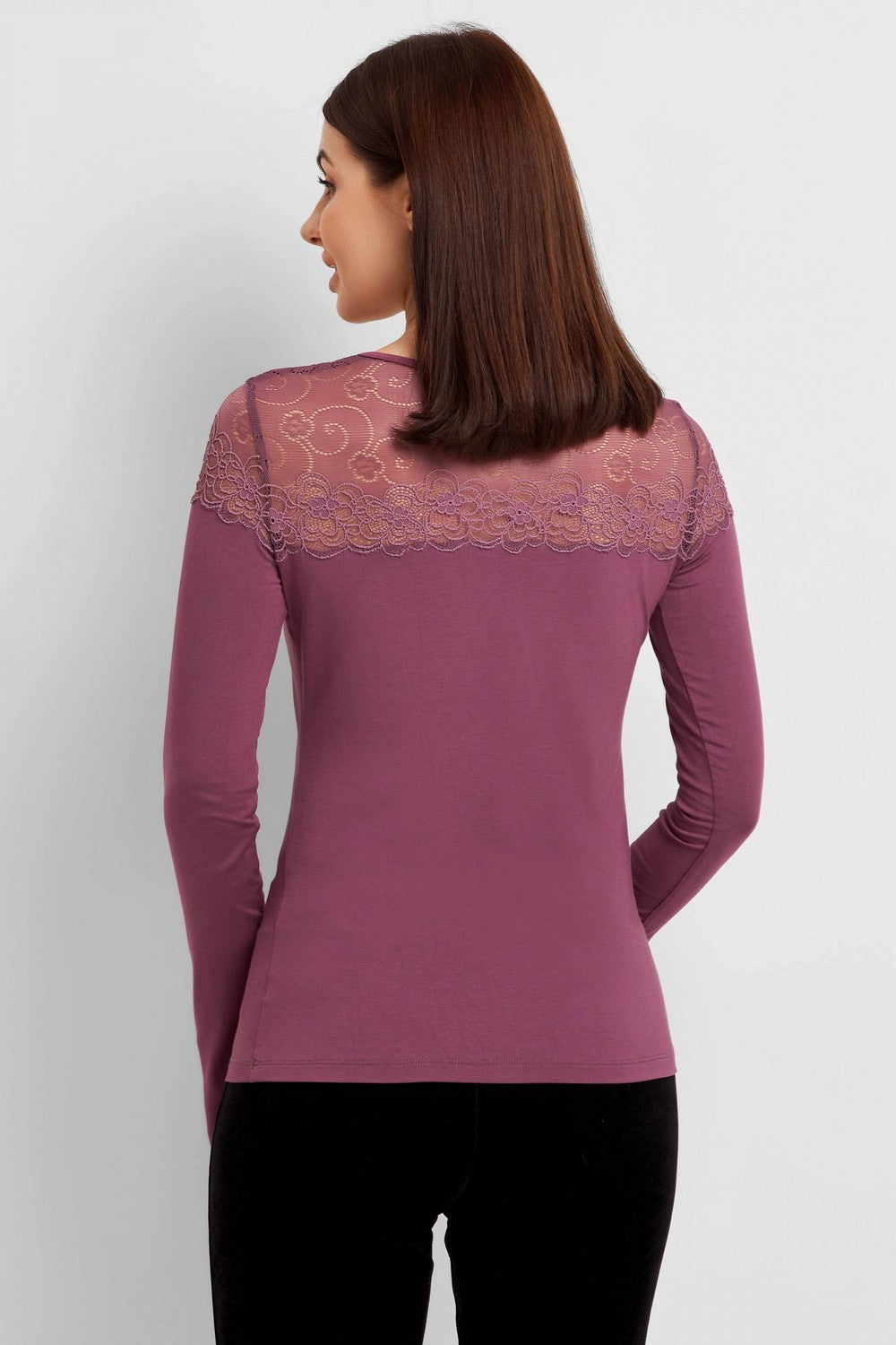 Джемпер с цветочным кружевом 6272-3 76 gray lilac