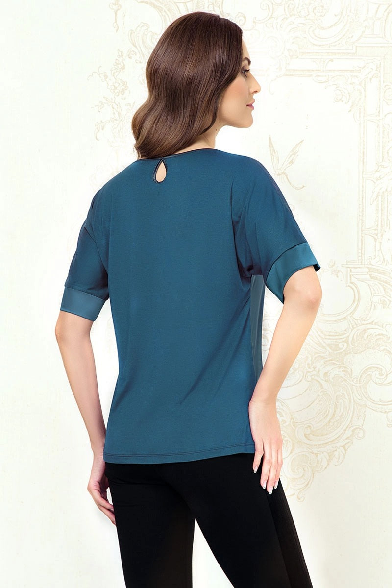 Блуза с кружевом 6277-2 dark azure