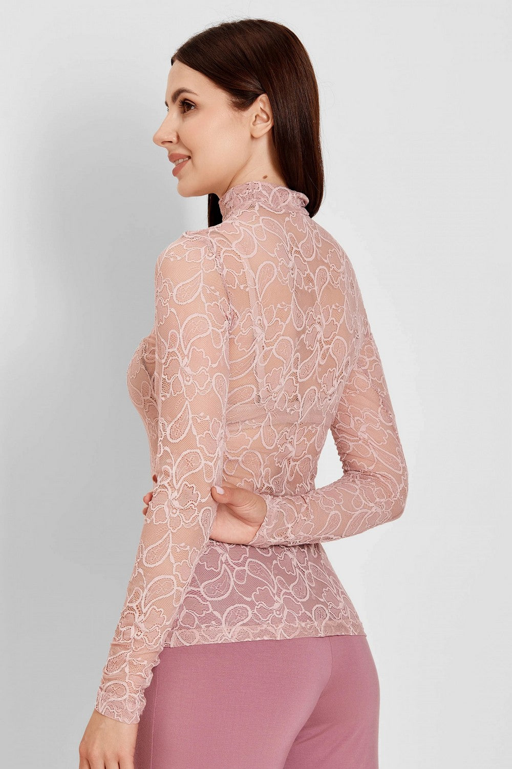 Облегающий джемпер из кружева 6291-3 gray rose