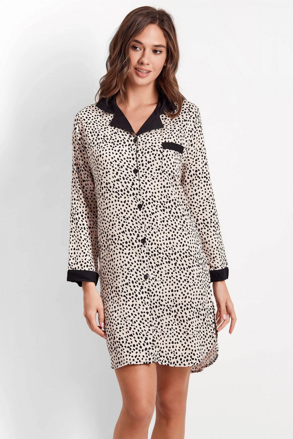 Хлопковая сорочка с принтом 6781 988/01 beige