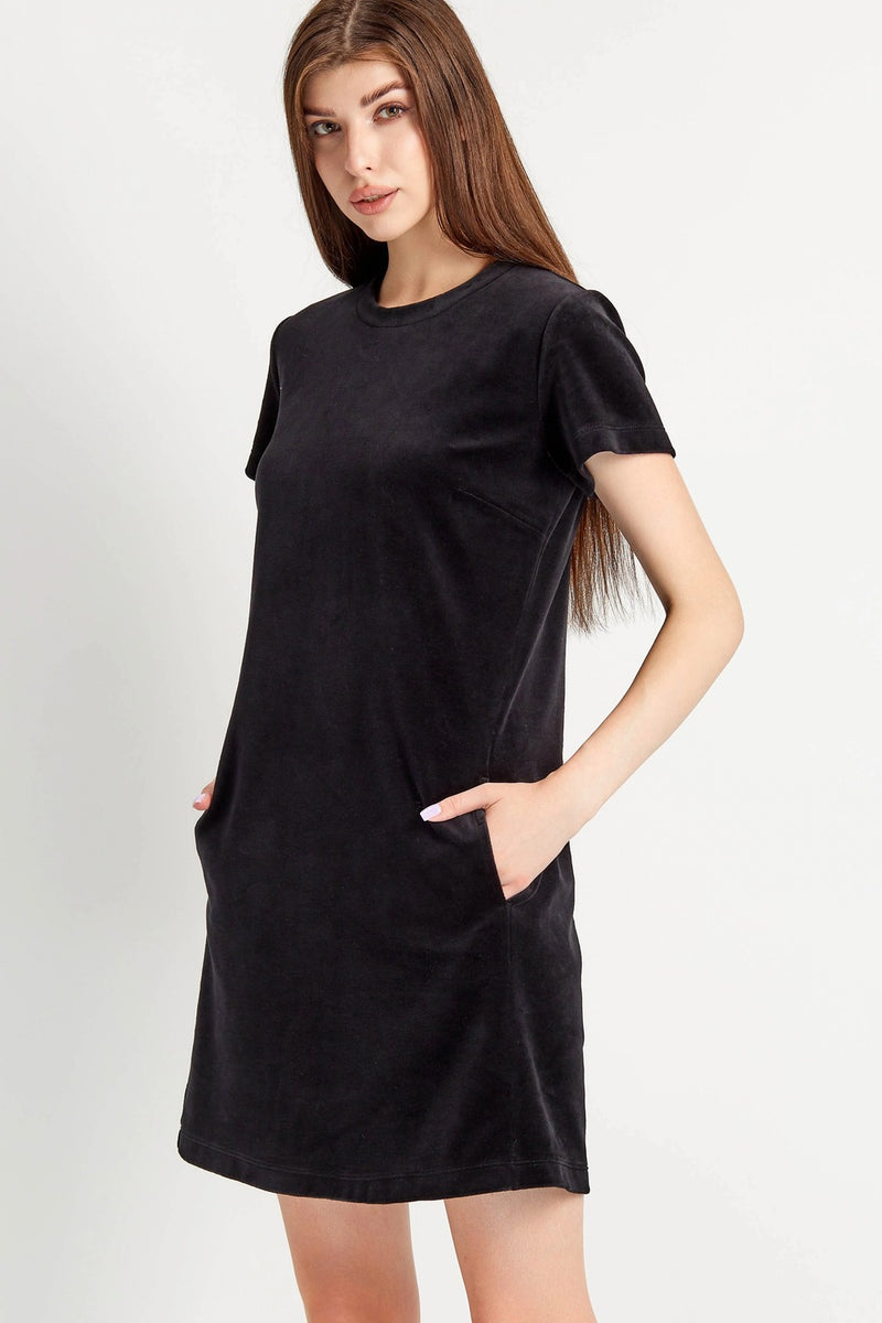 Велюровое платье с карманами 7005-6067 black