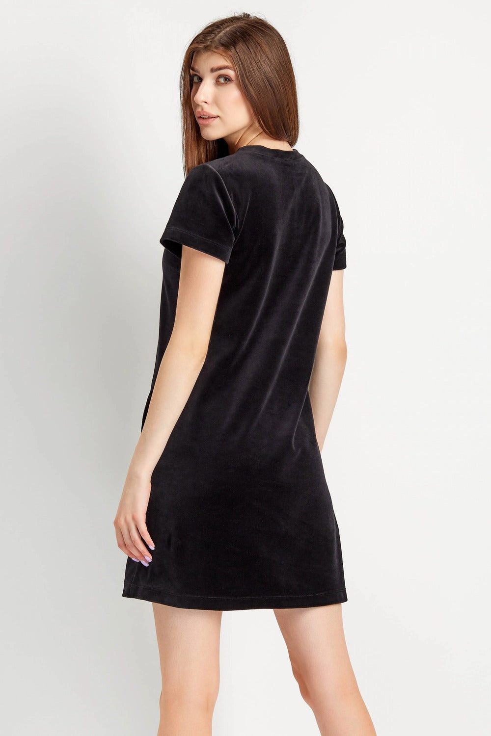 Велюровое платье с карманами 7005-6067 black
