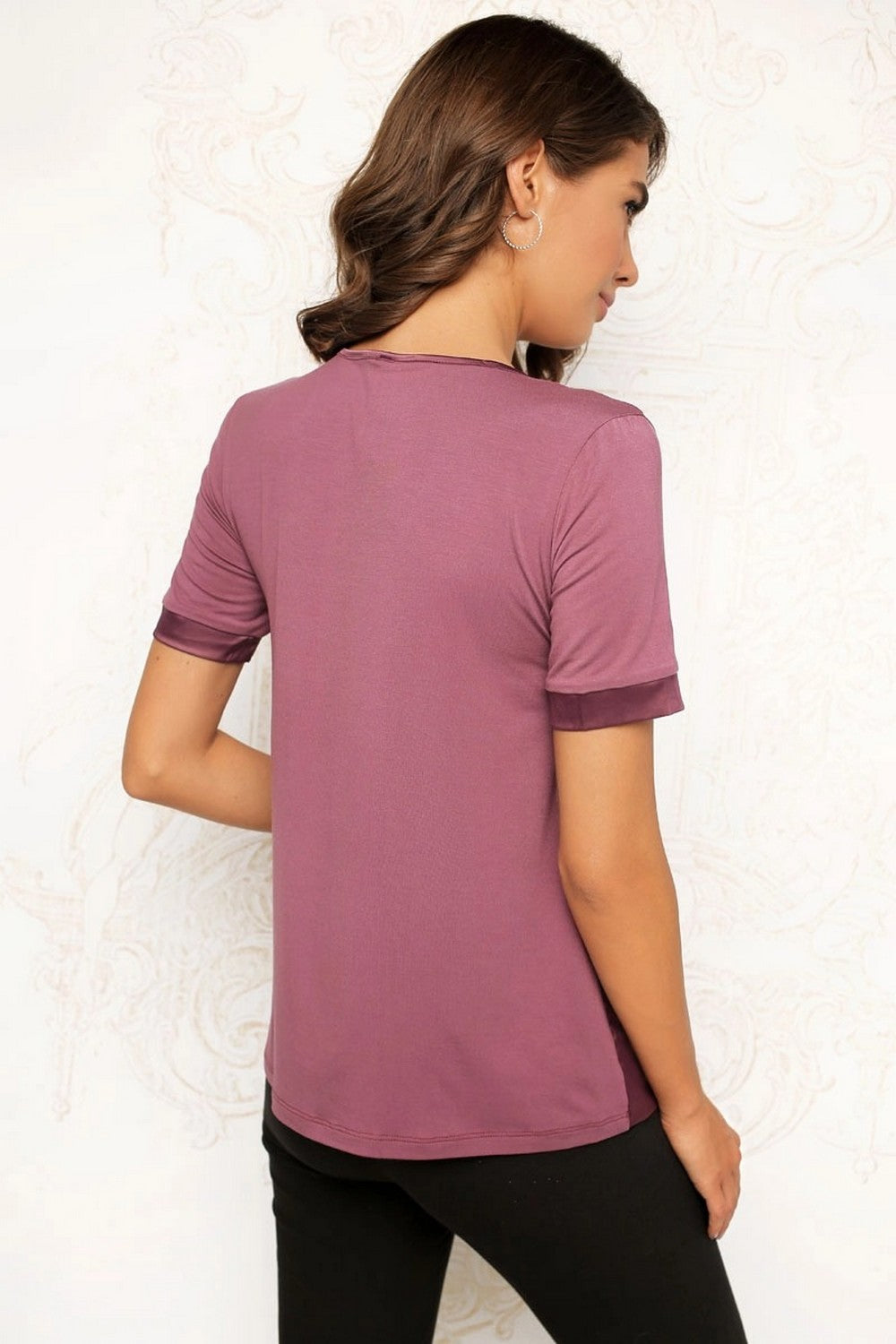 Футболка с кружевными вставками 7027-6268-2 gray/lilac