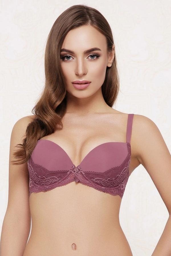 Формованный бюстгальтер с кружевом 7028-008 rose