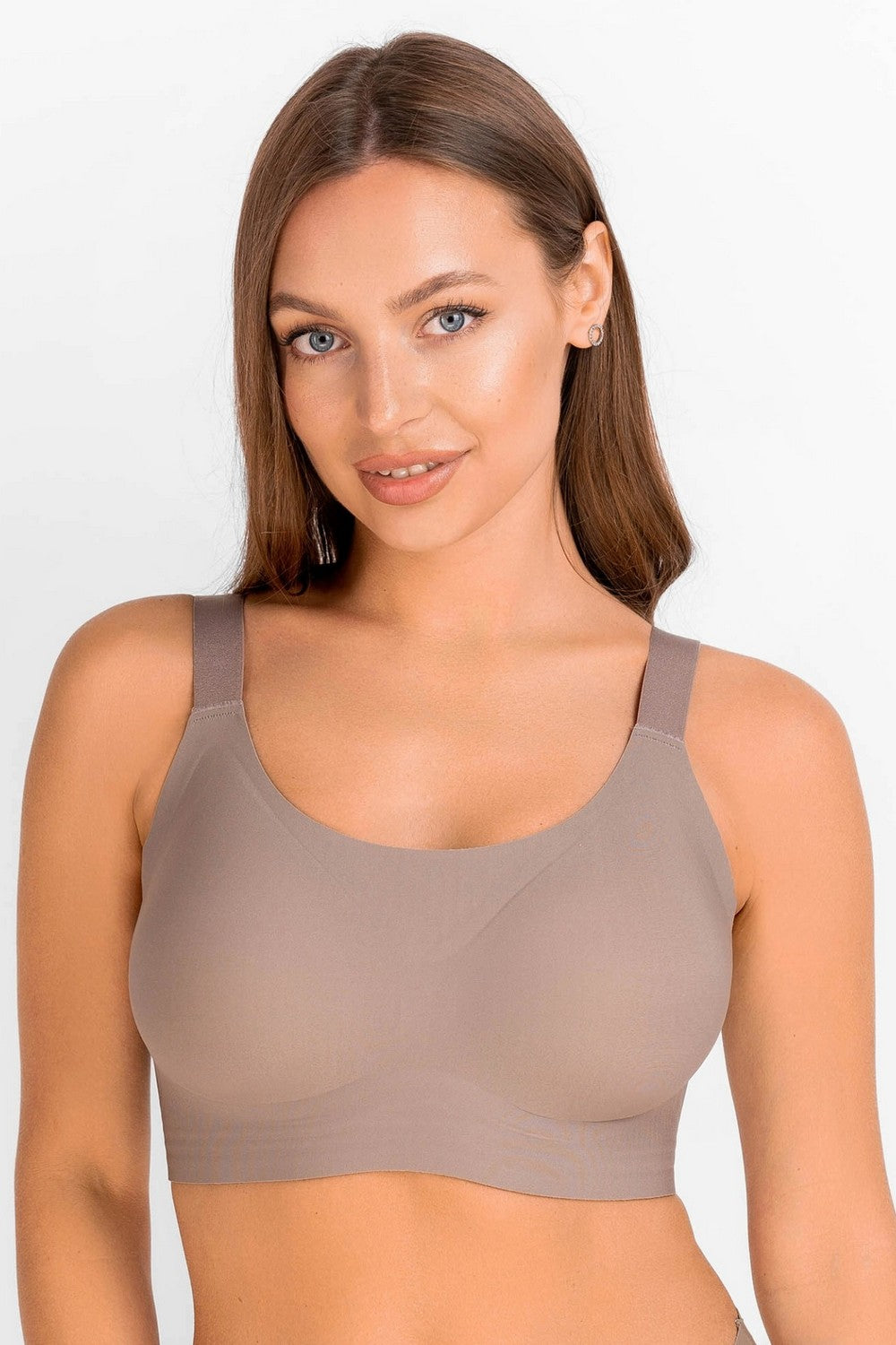 Бесшовный бра-топ из микрофибры 7070-075 coffee