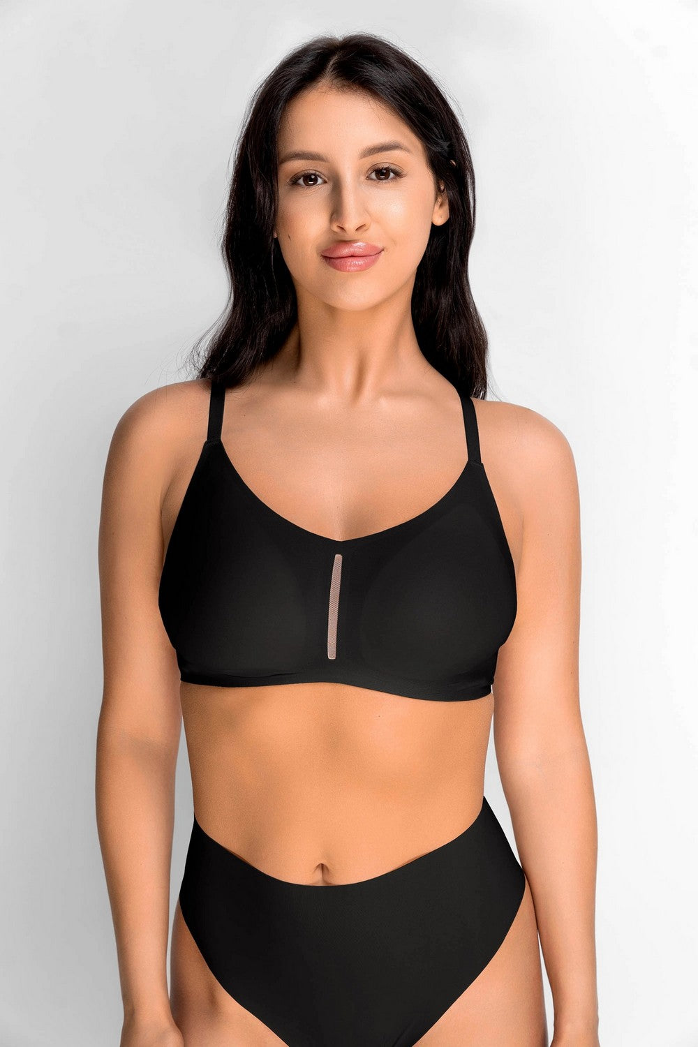 Бесшовный бра-топ из микрофибры 7079-075 black