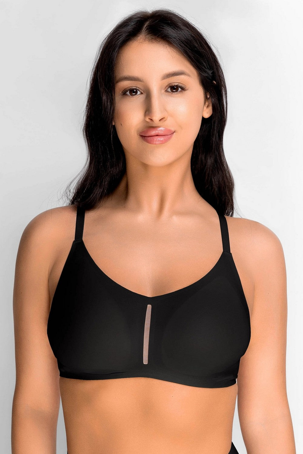 Бесшовный бра-топ из микрофибры 7079-075 black