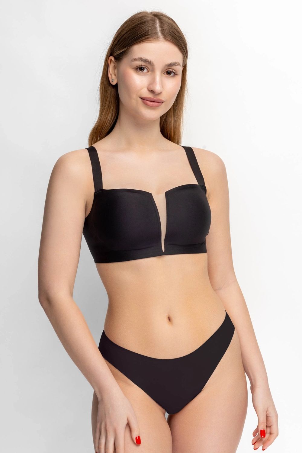 Бесшовный бюстгальтер из микрофибры и сетки 7085-073 black