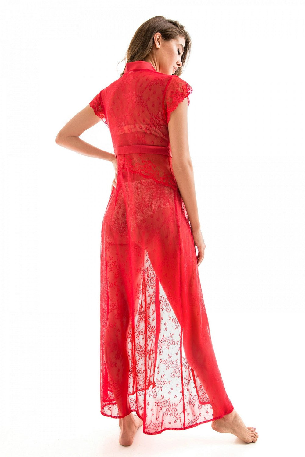 Длинный полупрозрачный пеньюар 8057-6750 red