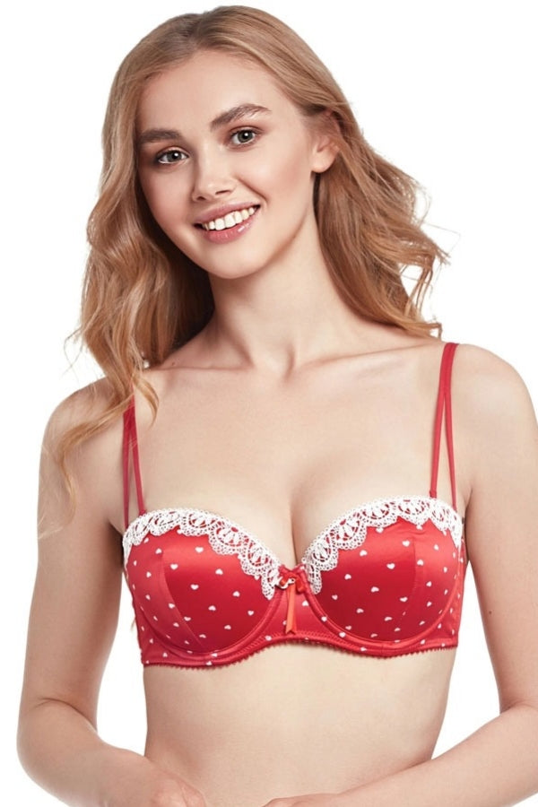 Бюстгальтер балконет с кружевом 8145-007 Candy red