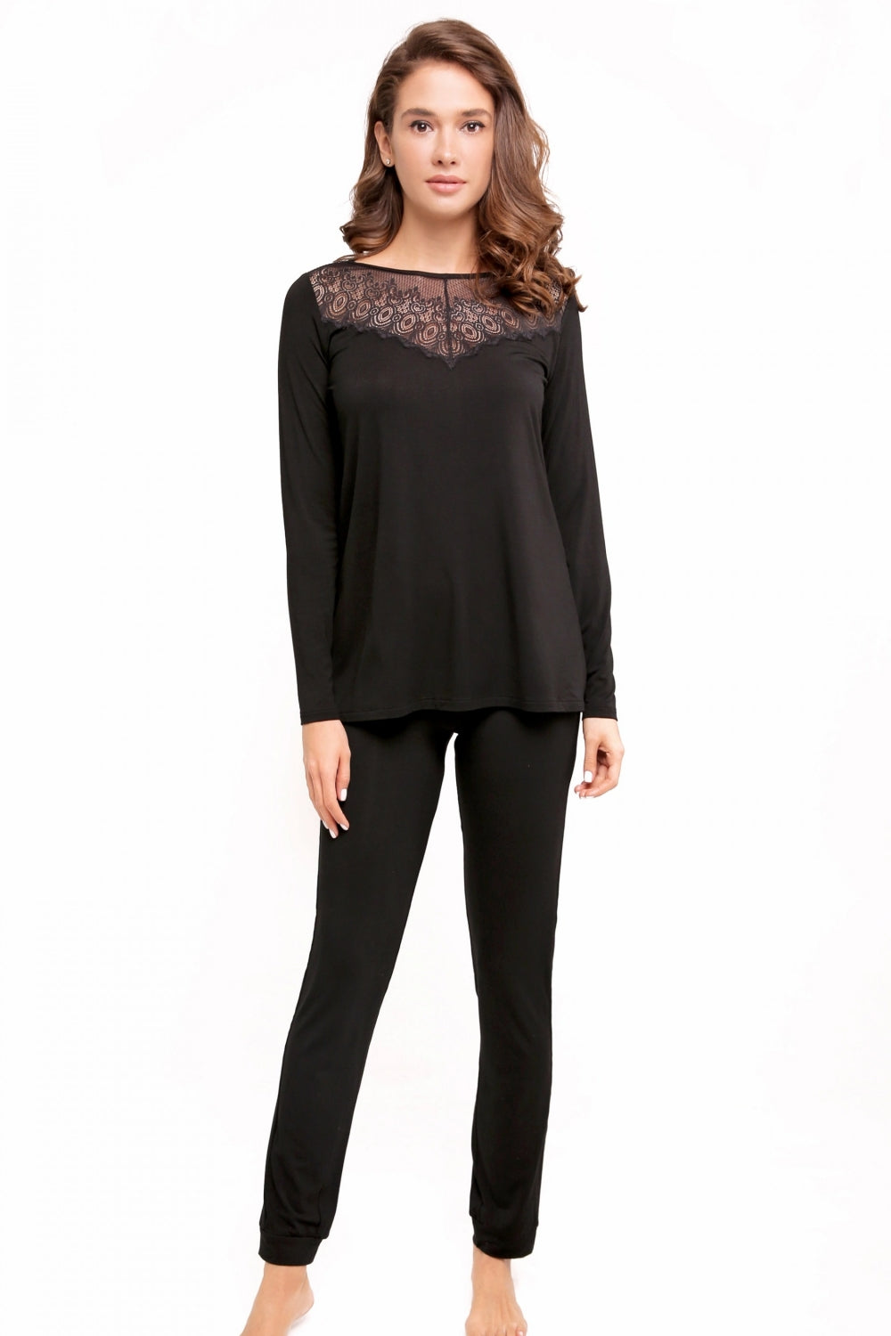 Пижама из модала с кружевом 8160-6217-3 black
