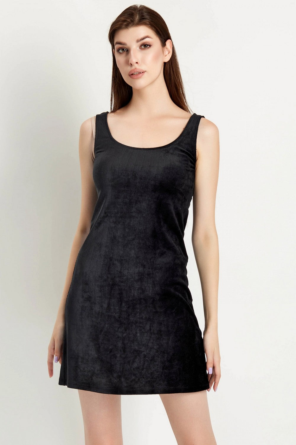 Платье из фактурного велюра 8161-6082 black