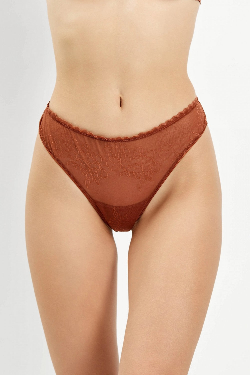 Трусики бразиліана з вишивкою 8164-20 cinnamon