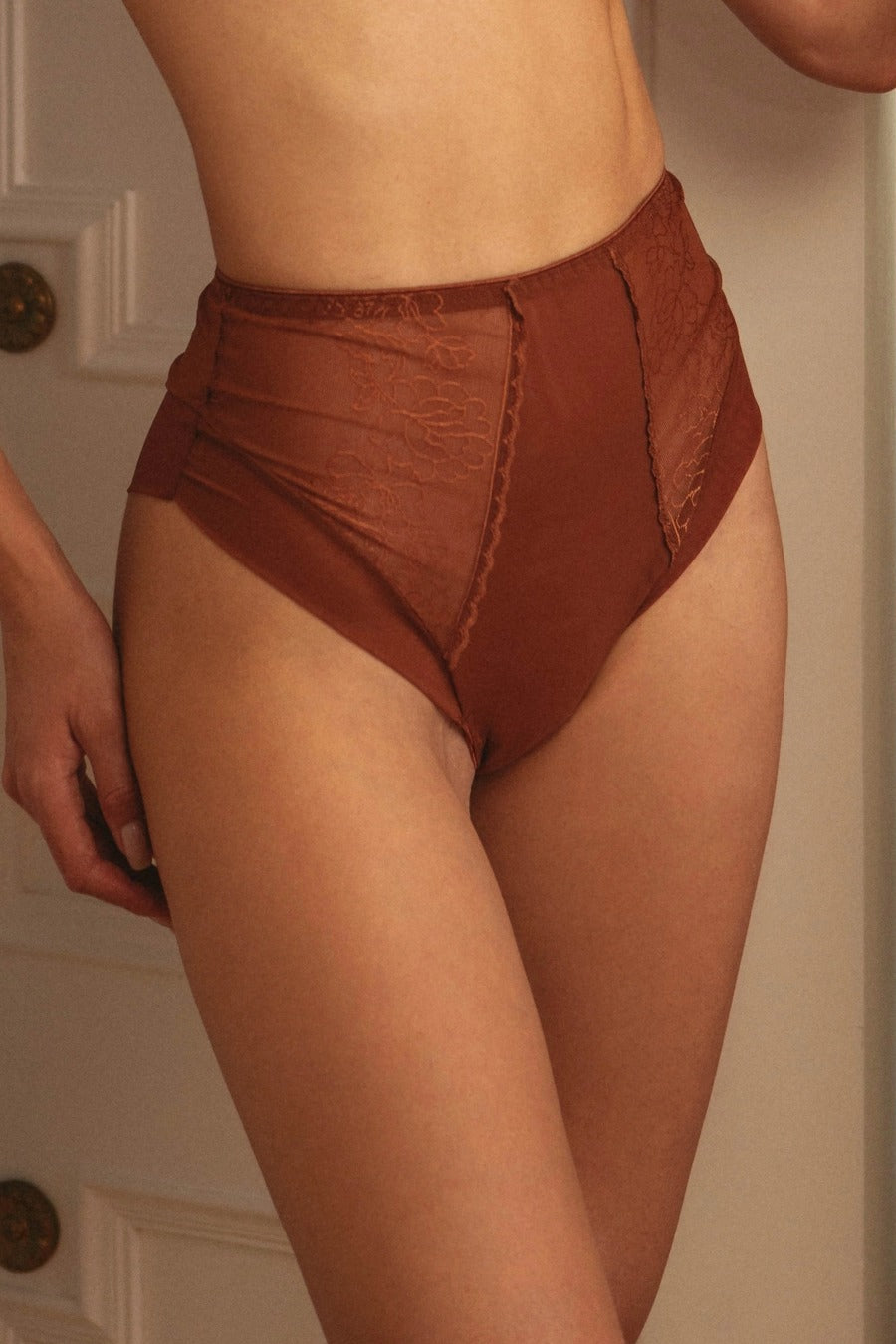 Трусики бразиліана з вишивкою 8164-25 cinnamon