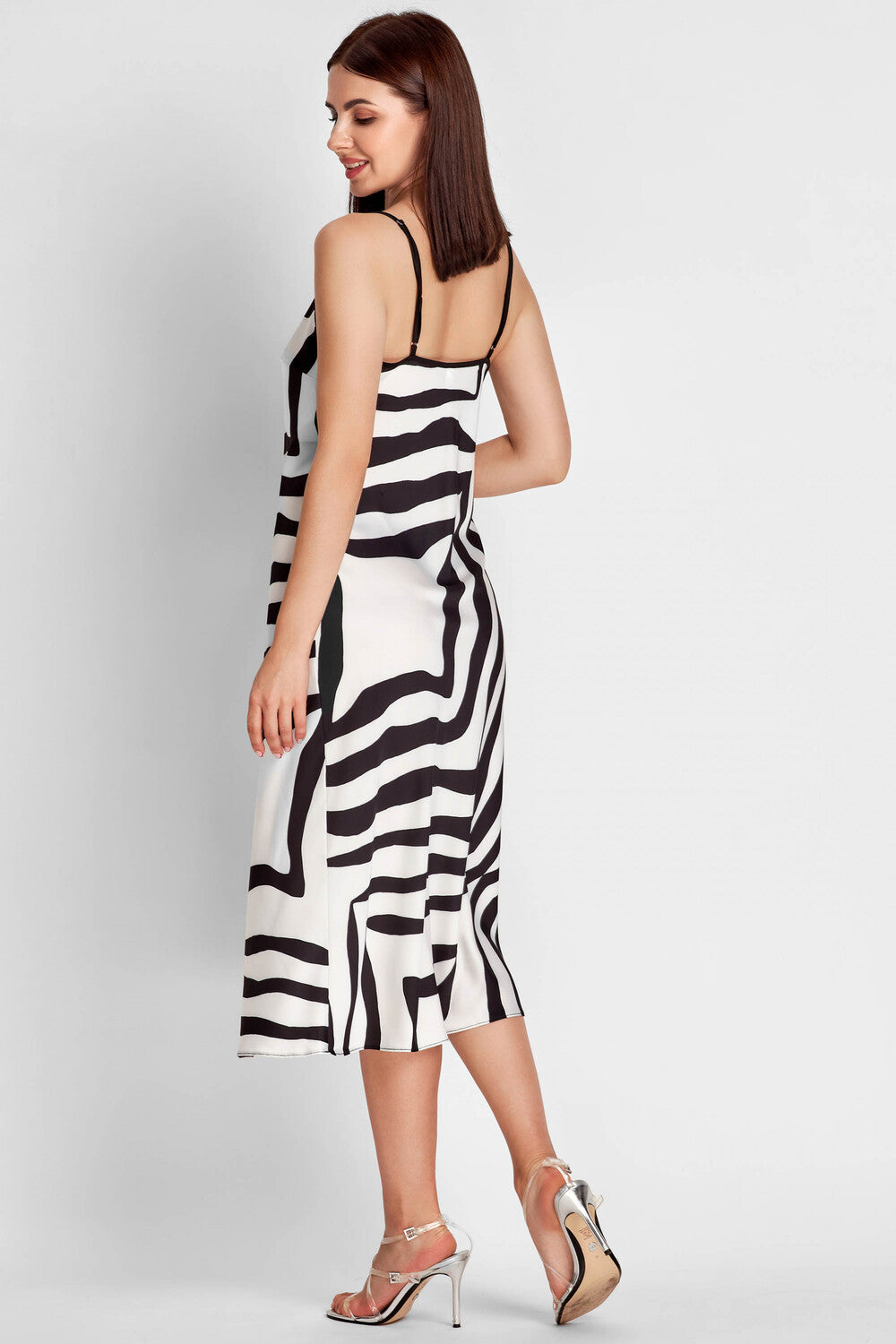 Шелковое платье-слип 8166-6054-1 black/white