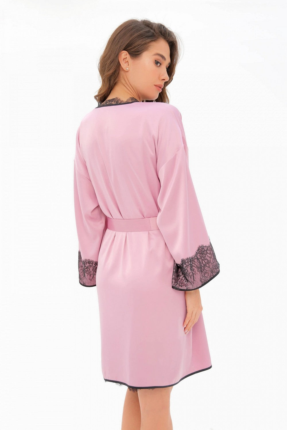 Сатиновый халат с поясом 8167-6767 marshmallow