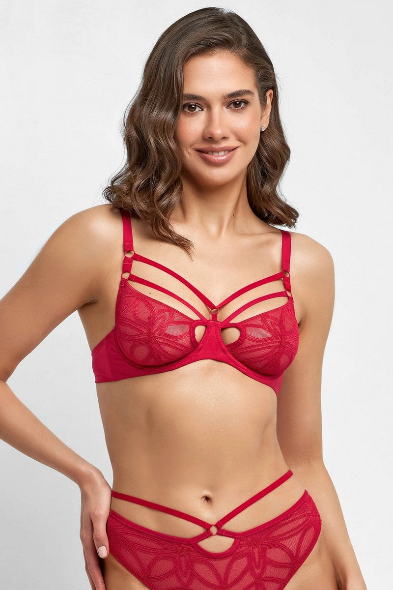 Бюстгальтер с декоративными ремешками 8175-057 raspberry