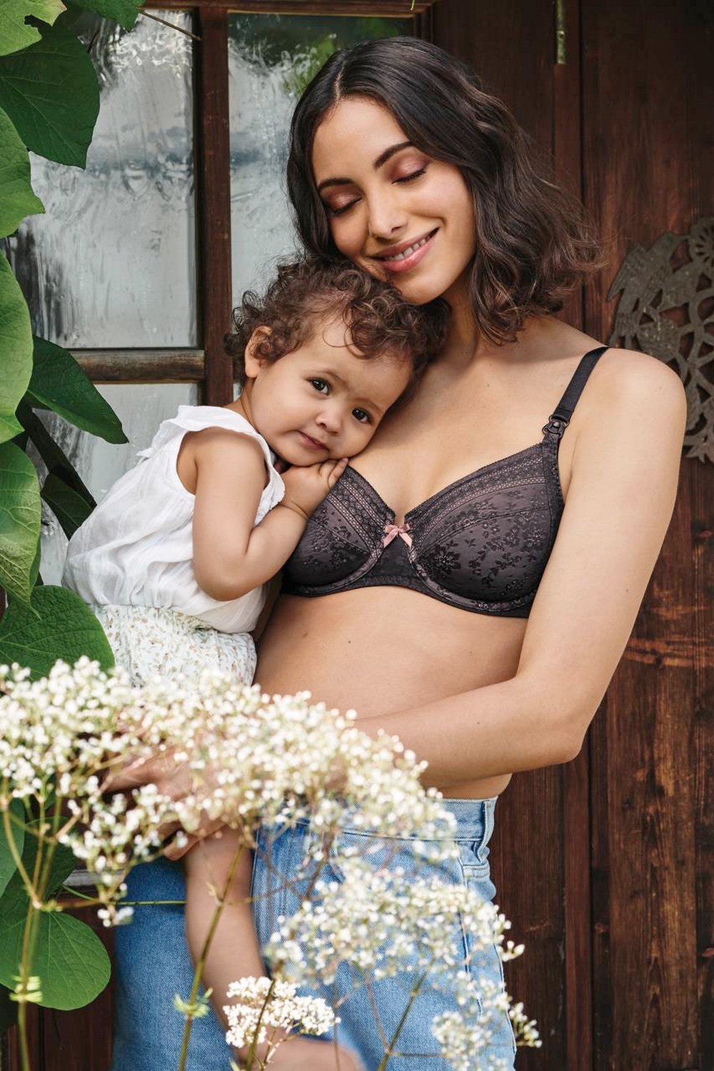 Бюстгальтер для кормления с кружевом 5053 Fleur black