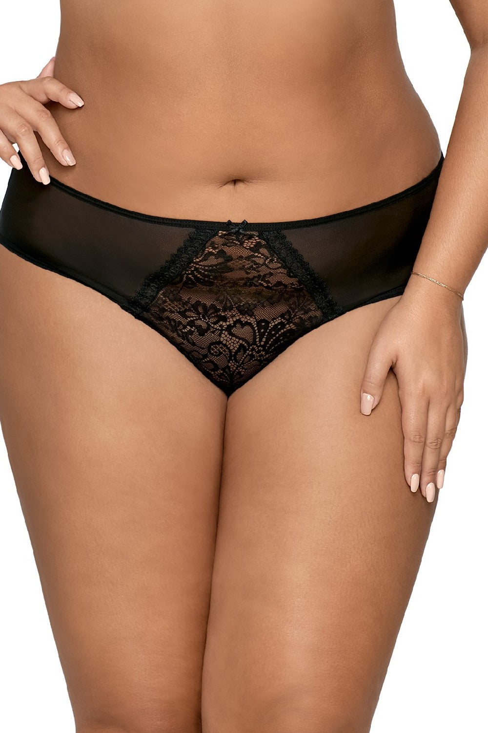 Тюлевые трусики бразилиана с кружевом 1396 Crystal black