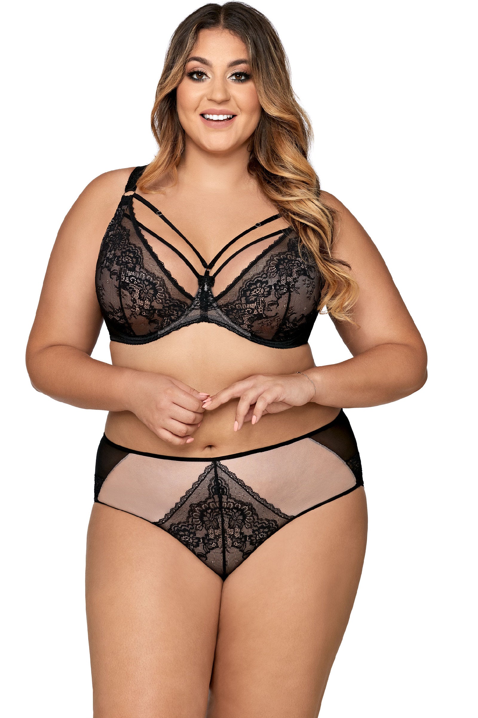 Мягкий бюстгальтер с кружевом Venus AV 1824 black/beige