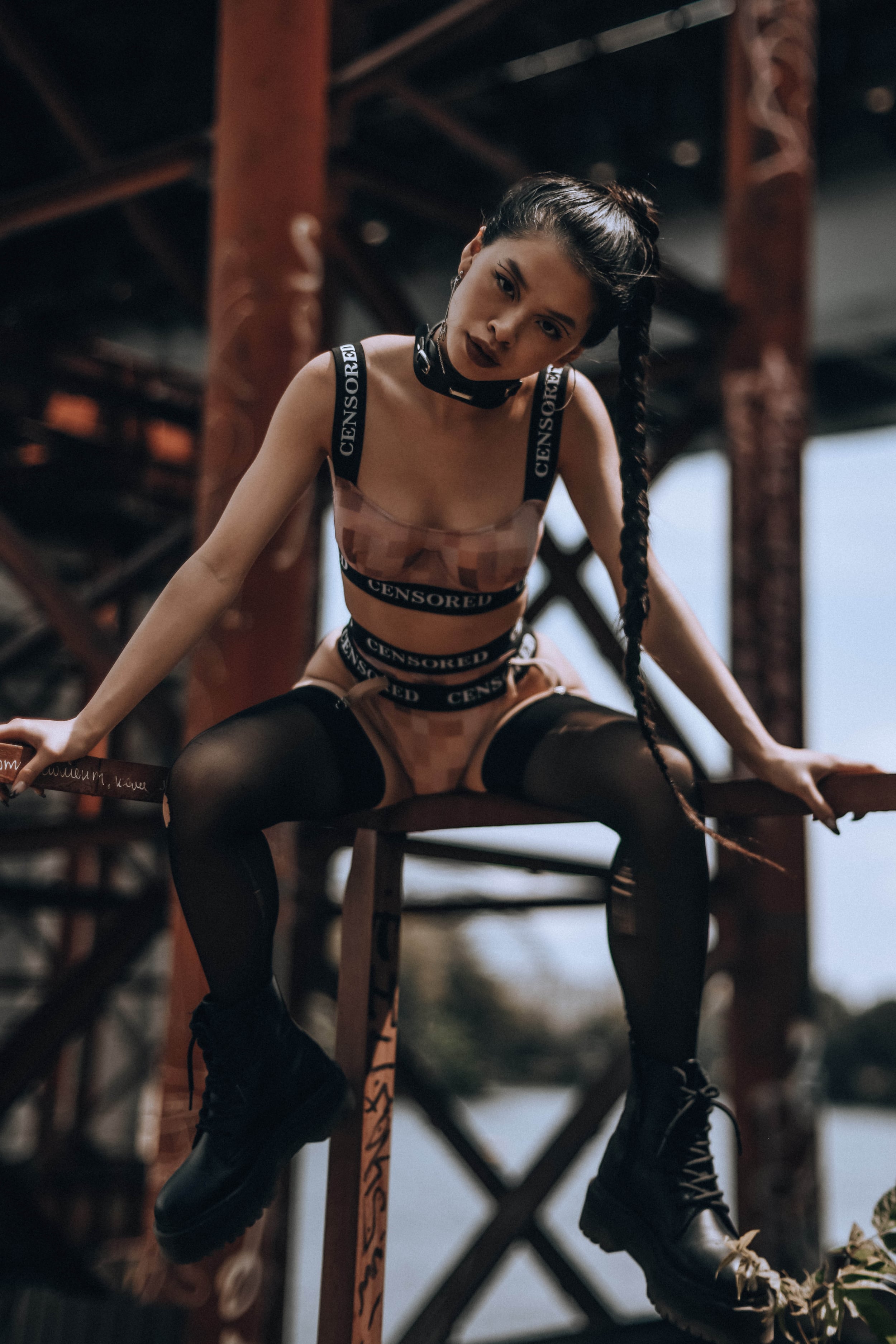 Пояс для чулок с полупрозрачным принтом Censored Identity