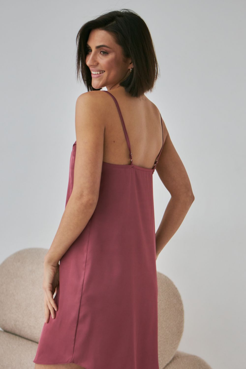 Шелковая ночная сорочка 0167 dark rose