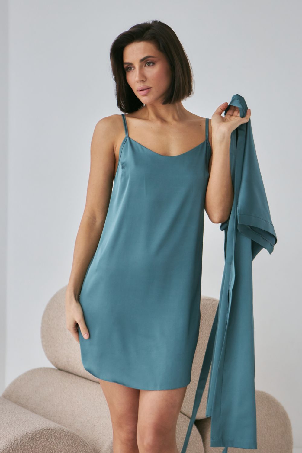 Шелковая ночная сорочка 0167 sea wave