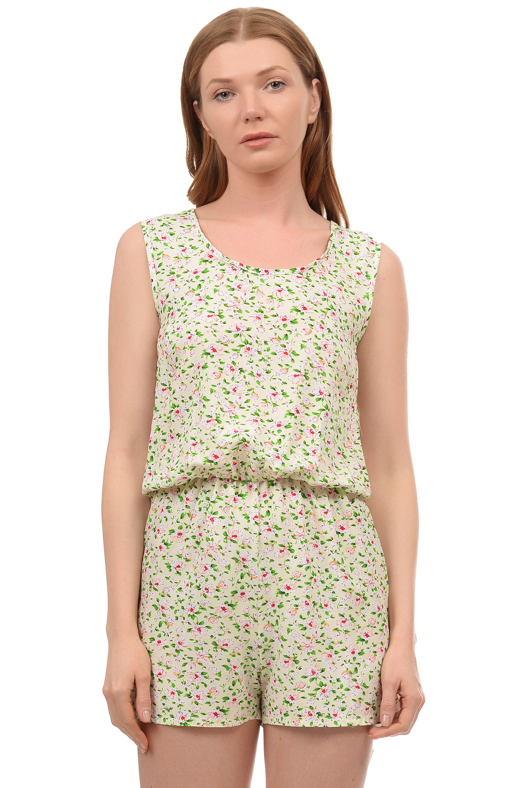 Комбинезон из штапеля с принтом 0210 light green