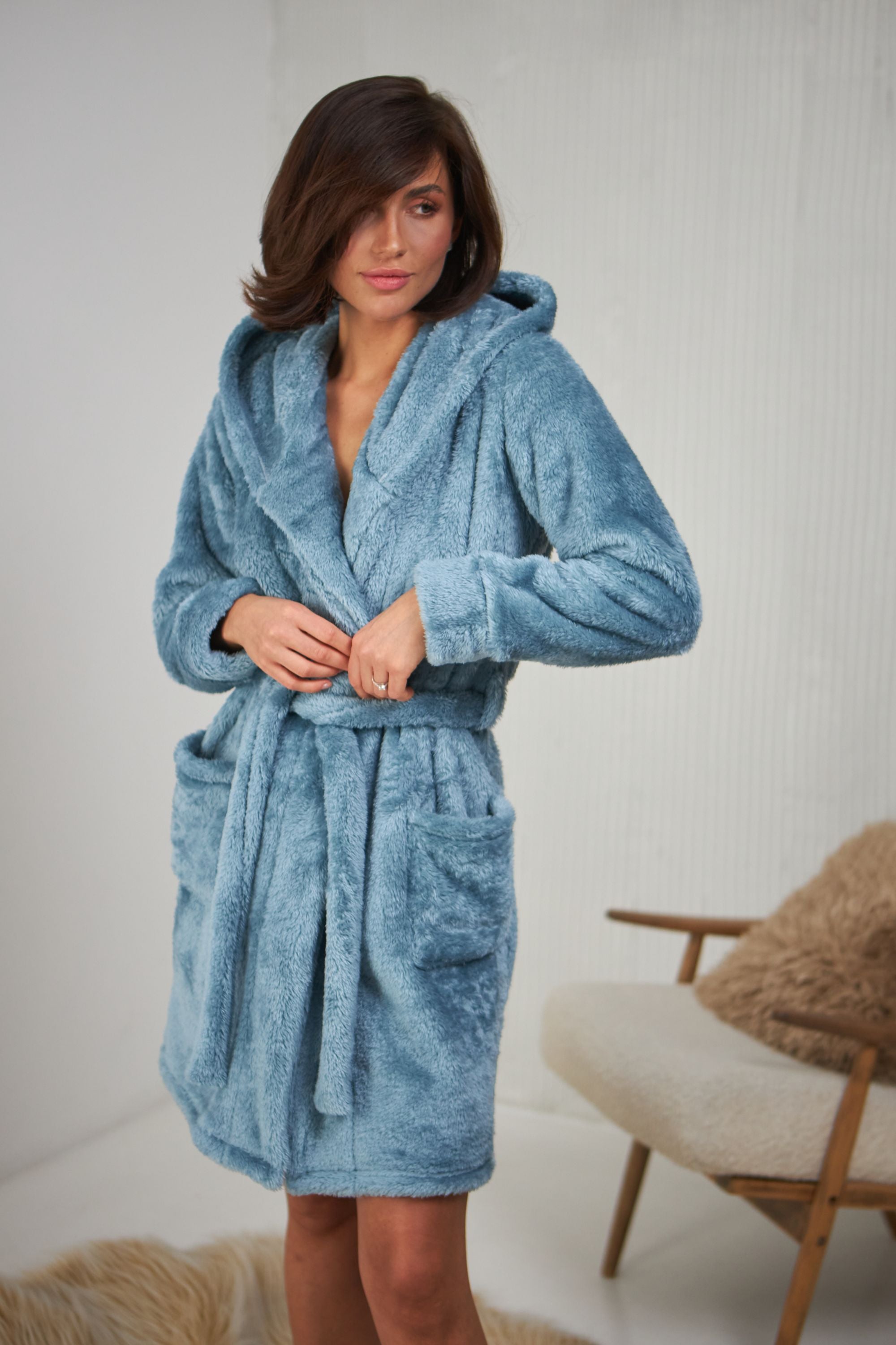 Теплый халат из велсофта 0227 sea wave