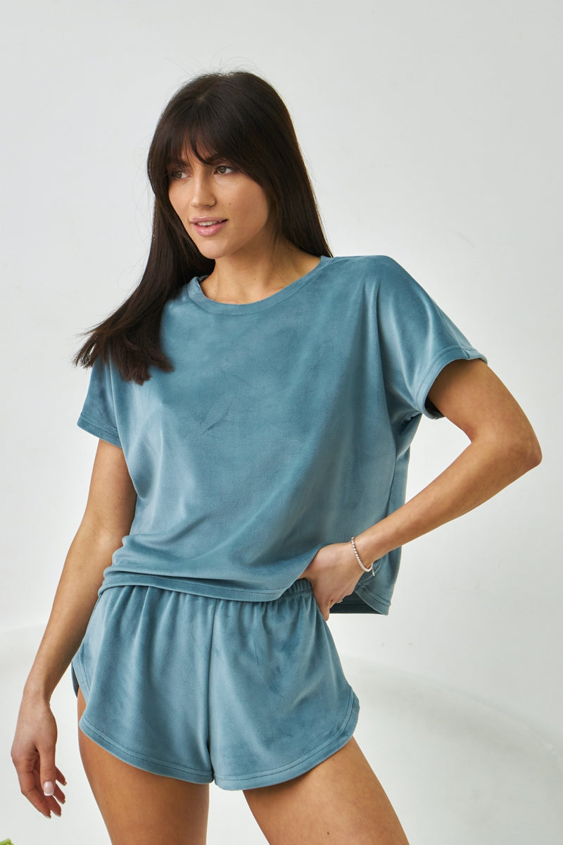 Плюшевая пижама с шортами 0277/278 turquoise