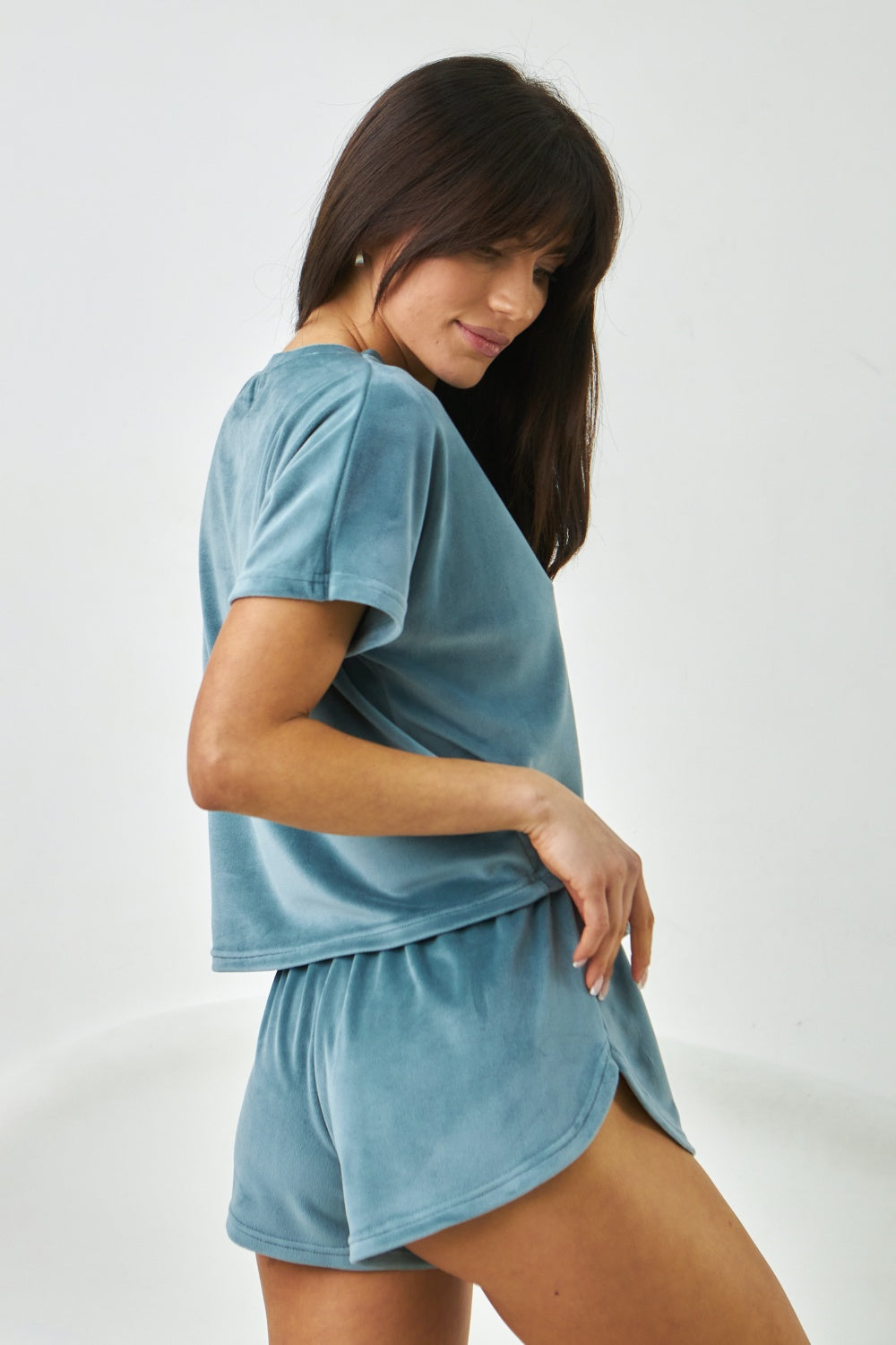 Плюшевая пижама с шортами 0277/278 turquoise