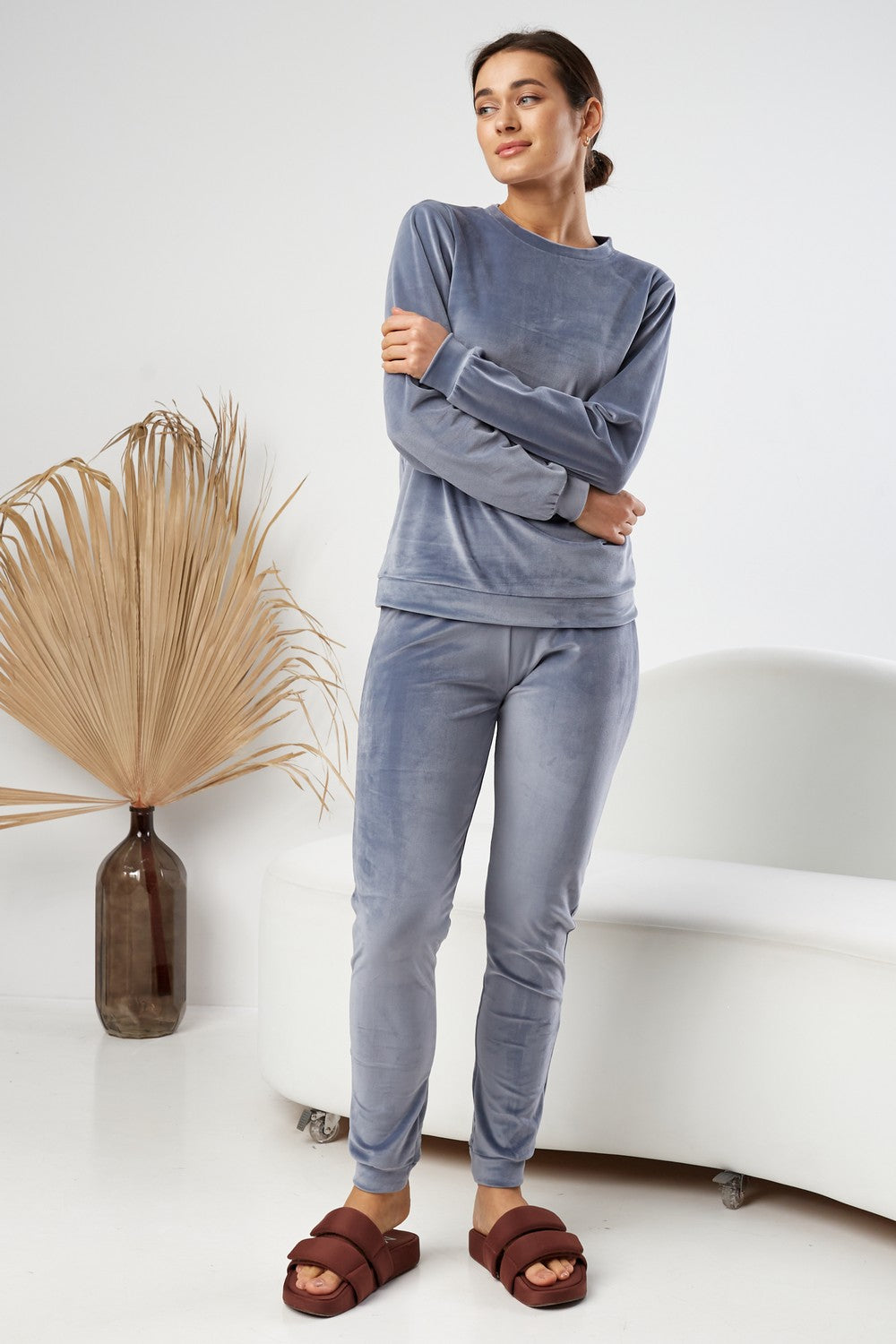 Плюшевый комплект для дома с брюками 0285/289 blue/gray