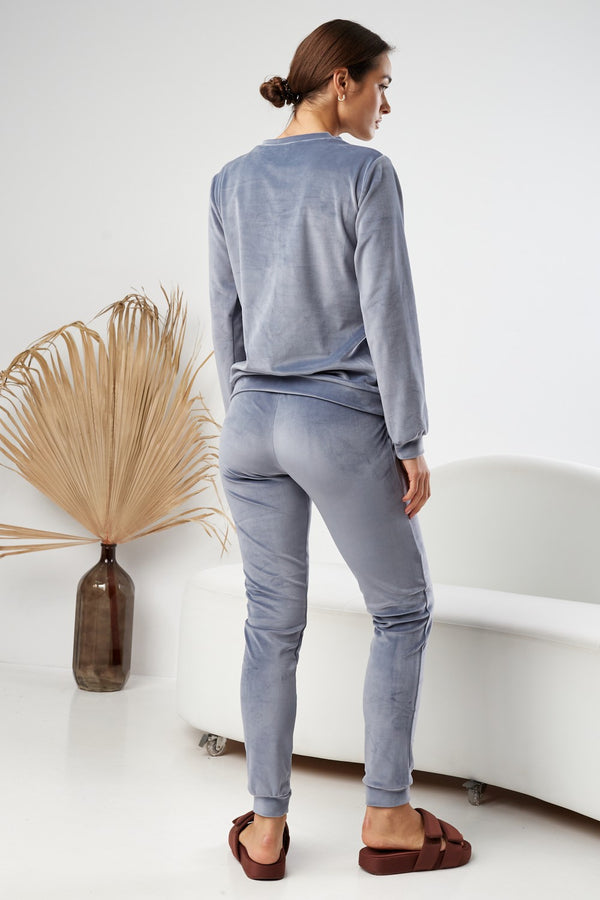 Плюшевый комплект для дома с брюками 0285/289 blue/gray