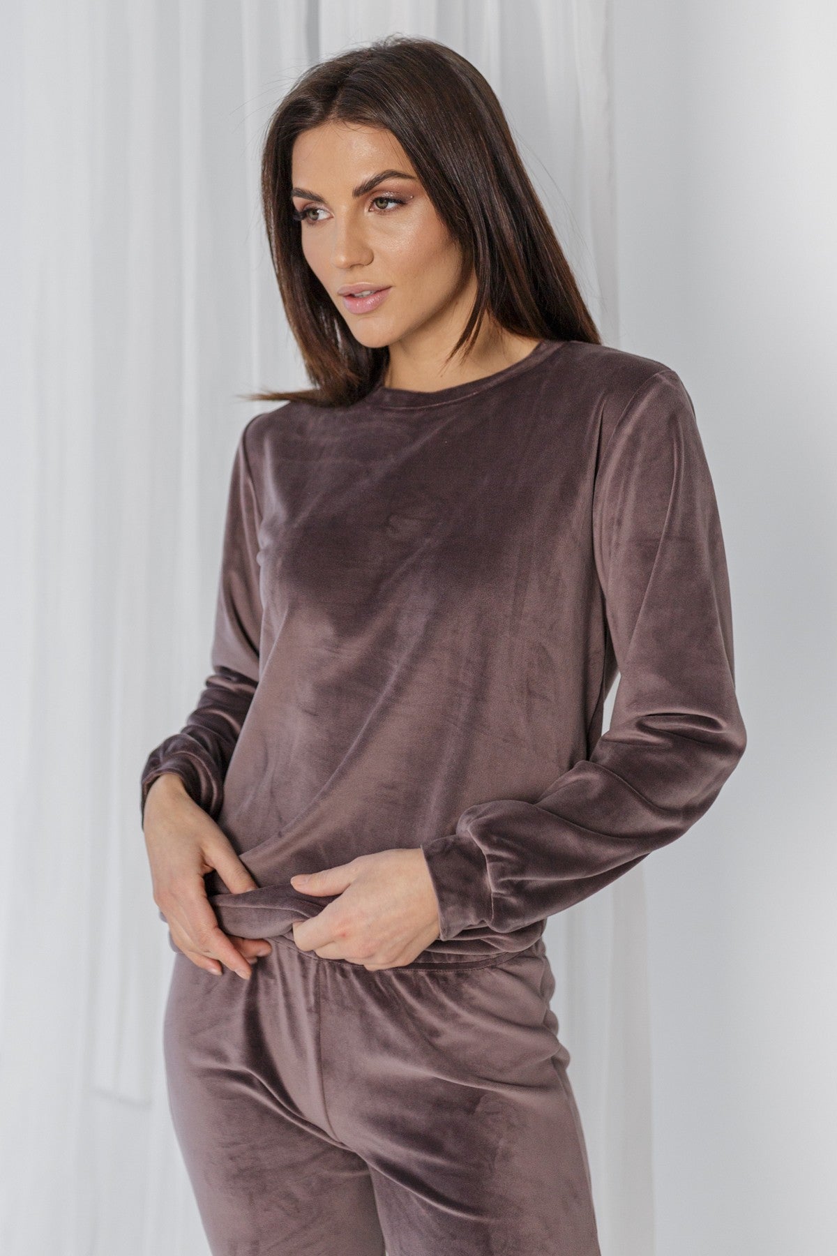 Плюшевый комплект для дома с брюками 0285/289 eggplant