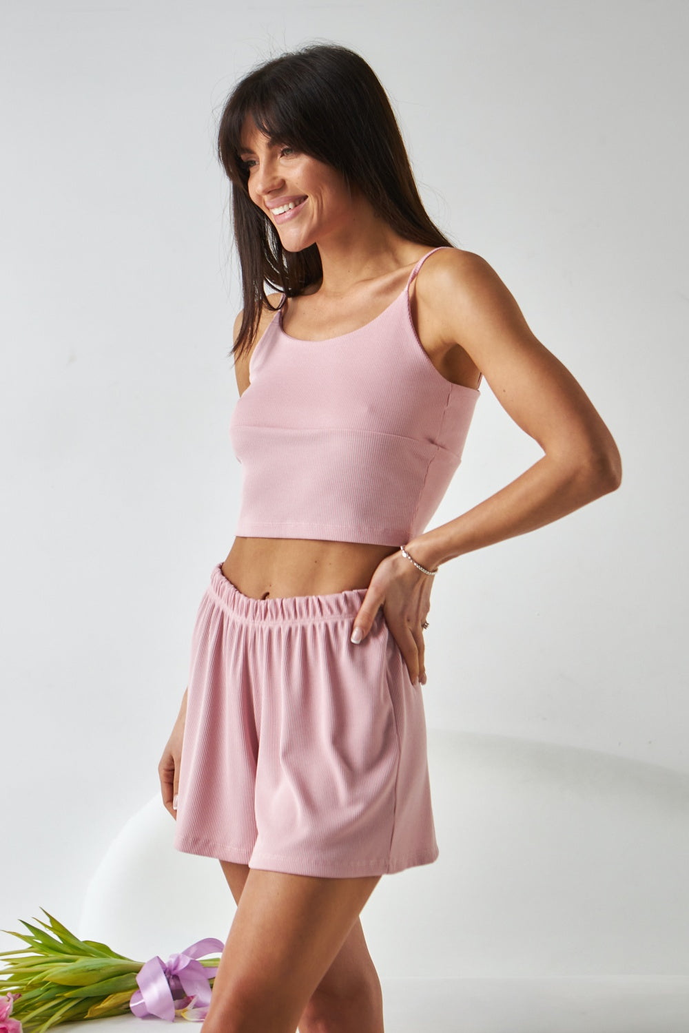 Пижама из вискозы с шортами 0314/313 powder