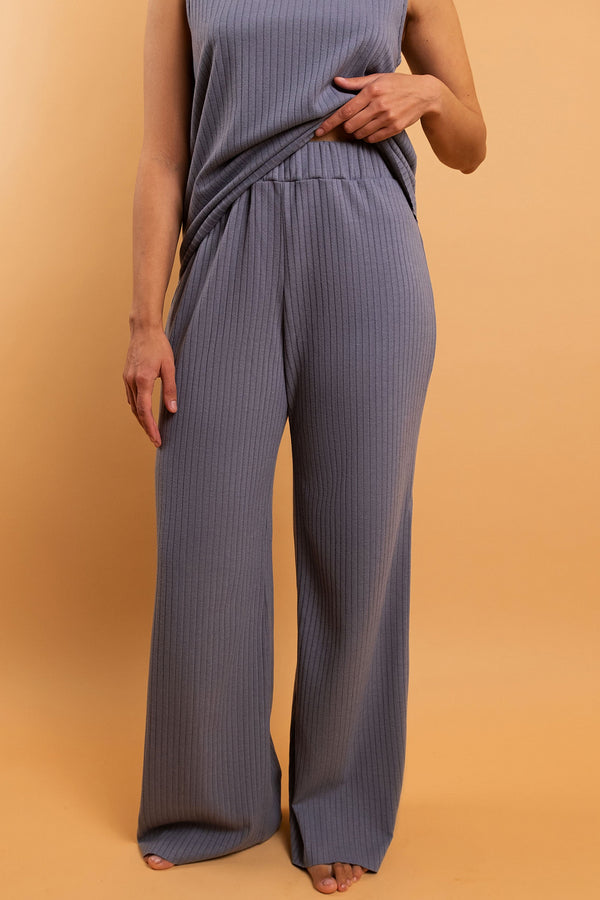 Трикотажные брюки в рубчик HOM2217010 gray