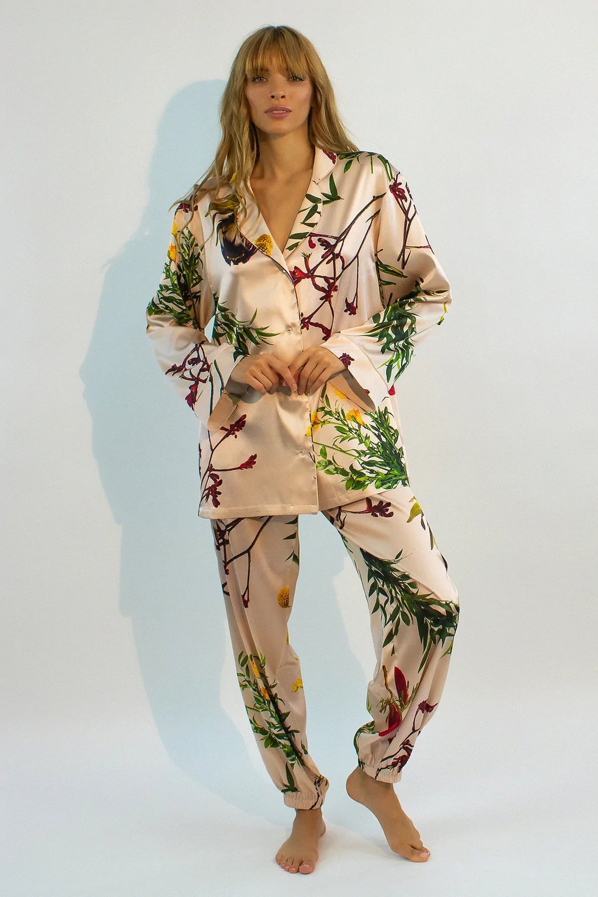 Шелковые брюки 211404-06 Flying Flower rose rice