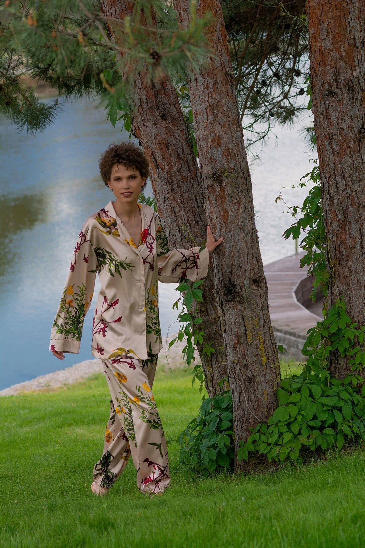 Шелковые брюки 211404-06 Flying Flower rose rice