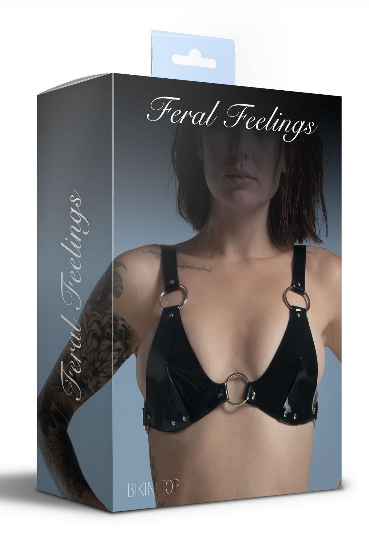 Кожаный лиф с заклепками Bikini Top black