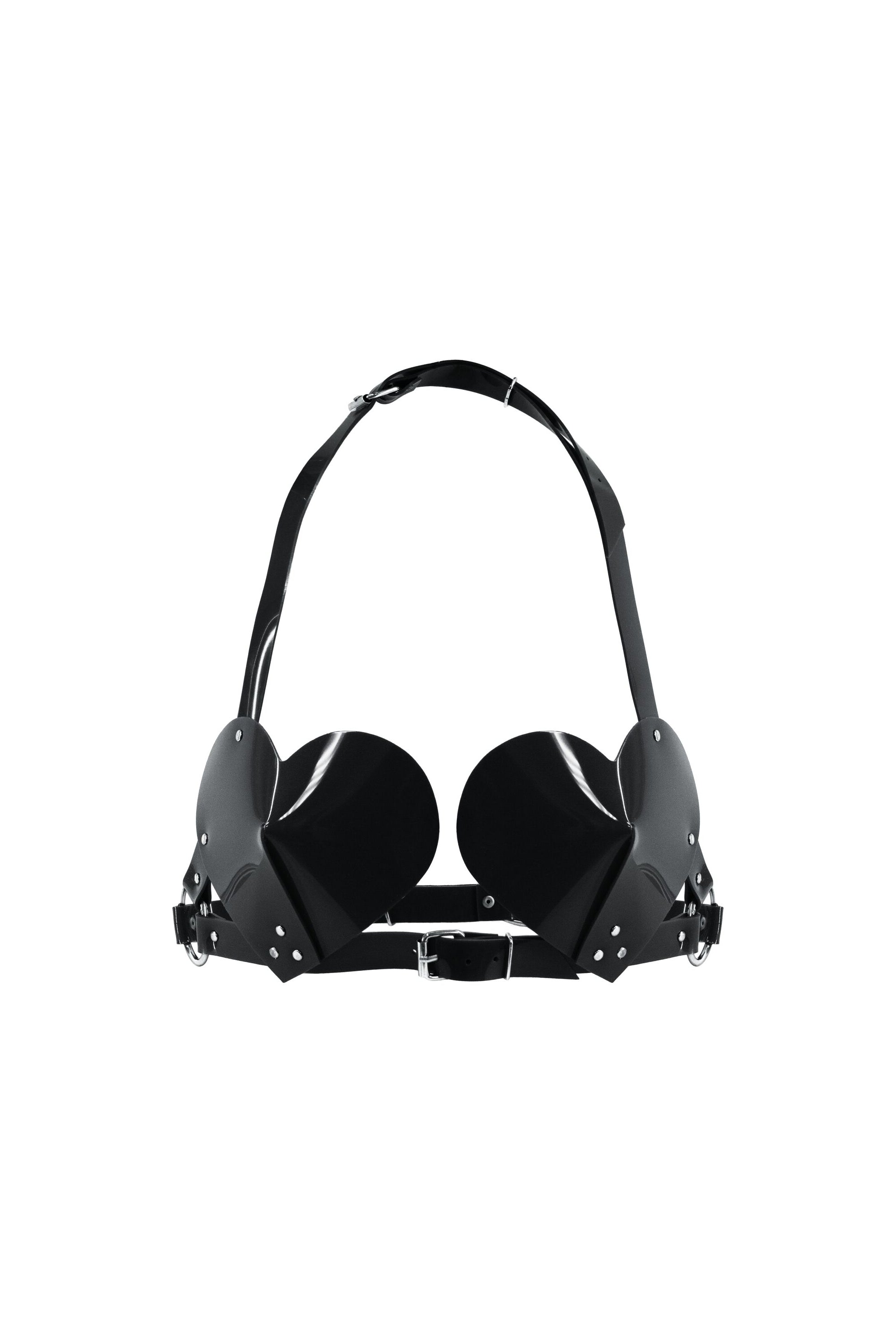 Кожаный лиф с заклепками Hearts Bra black