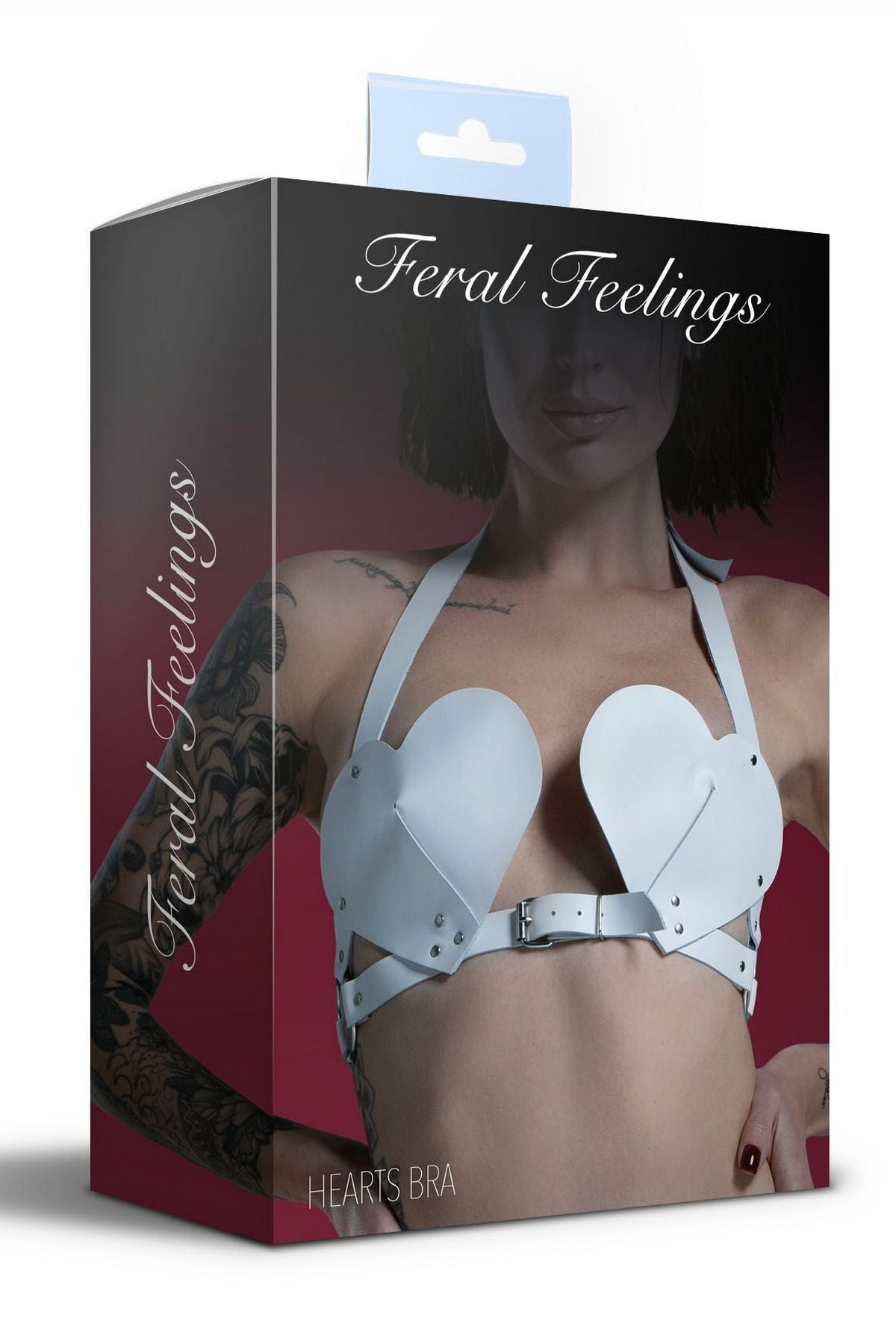 Кожаный лиф с заклепками Hearts Bra white