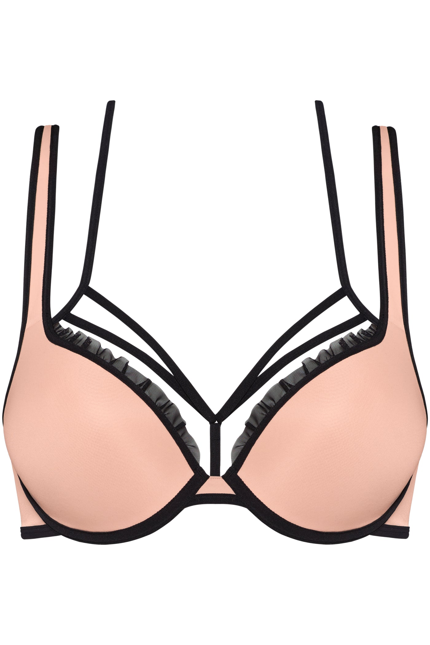 Бюстгальтер пуш-ап с рюшами 19561 black/pale peach