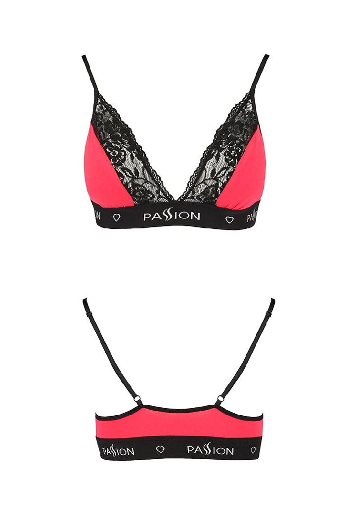 Хлопковый бралет с кружевом PS001 red/black