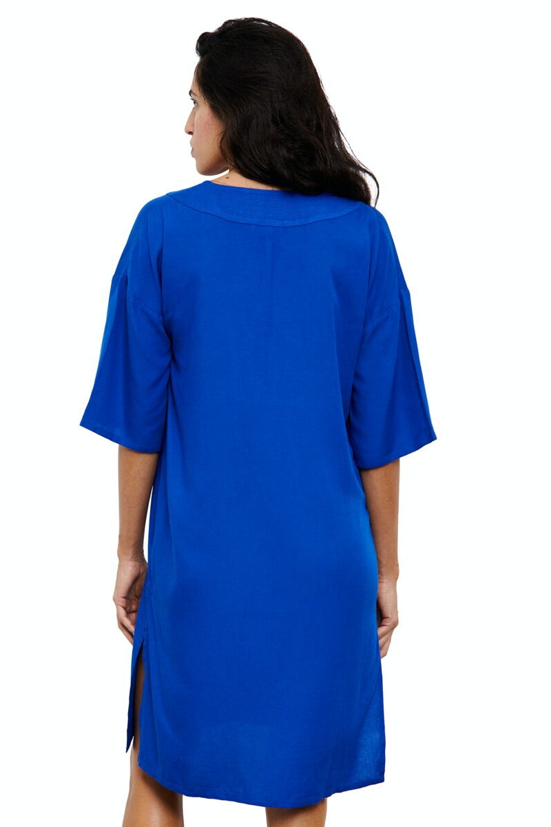 Пляжная туника из вискозы 10R6 deep blue