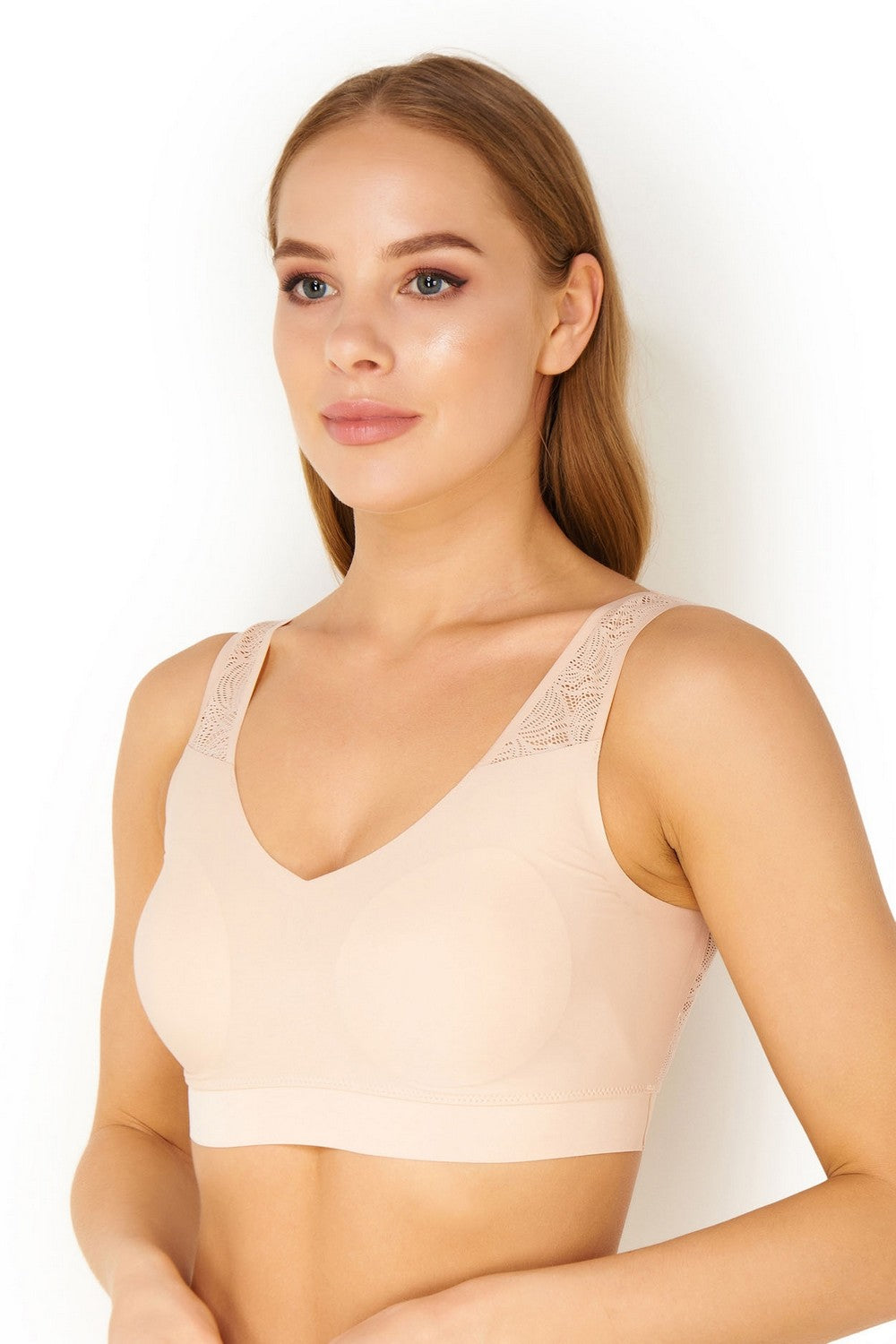 Бра-топ с плотной чашкой 11G1 Soft stretch beige dore