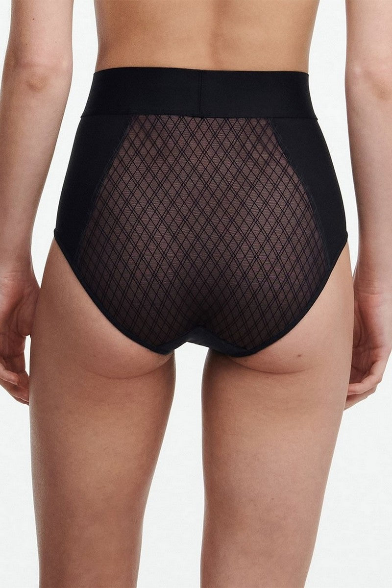 Трусики с высокой талией 11N3 black-beige