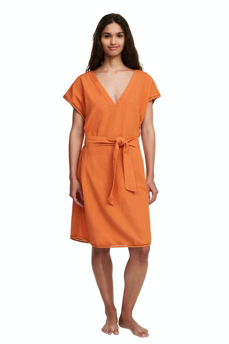 Пляжная туника из вискозы 19T9 orange terracotta