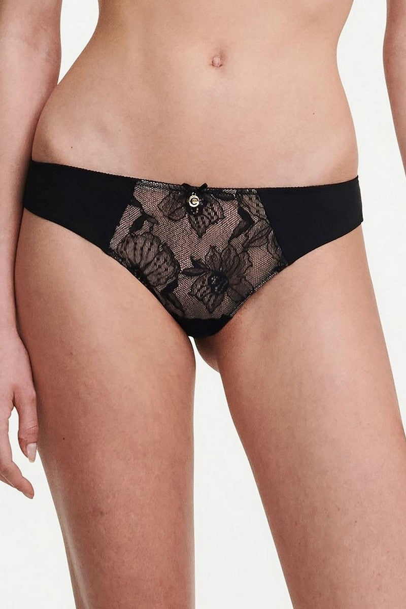 Трусики бразилиана с кружевом 21U3 noir